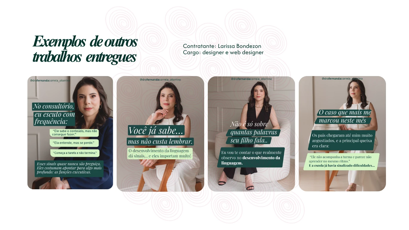 Design de posts para otorrinolaringologista sobre desenvolvimento da linguagem