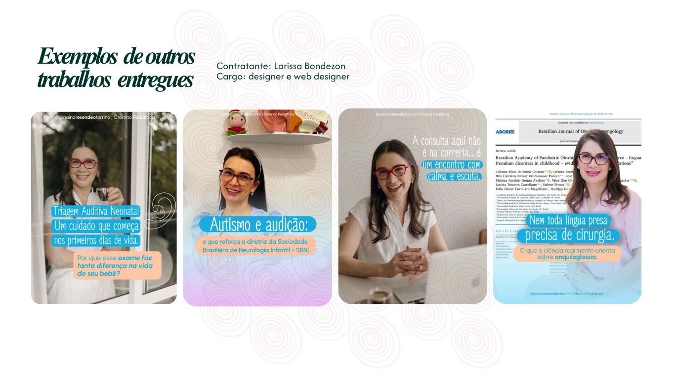 Design de posts para otorrino pediátrica sobre triagem auditiva neonatal