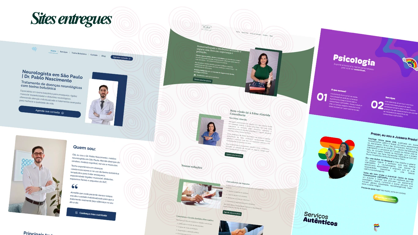 Sites entregues para médicos, advogados e clínicas
