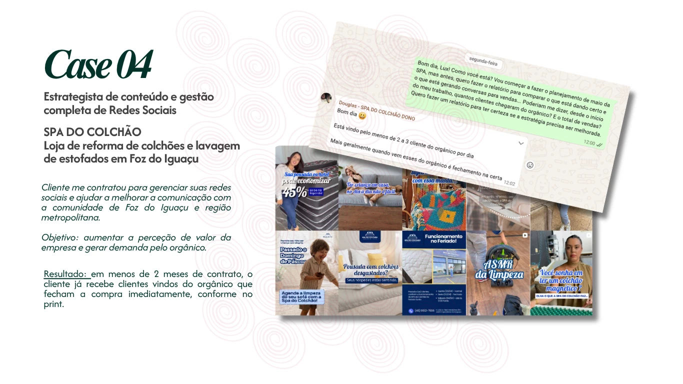Case 04 — gestão completa de redes sociais para o Spa do Colchão em Foz do Iguaçu